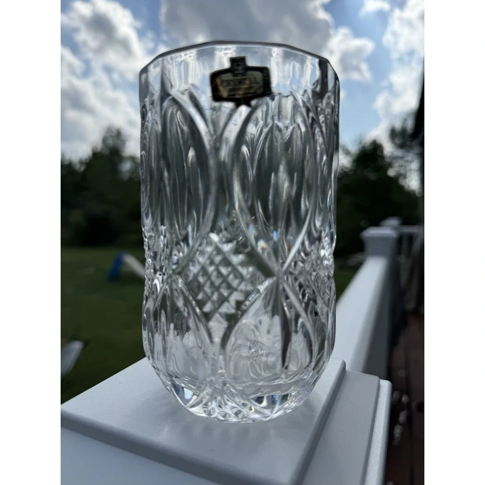 Set 4 Beautiful VTG Kristal Zajecar Medallion Highball Tumbler Crystal Glasses - Picture 2 of 9